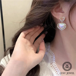 Heart shape Rhinestone & Pearl Earrings