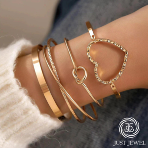 Gold Plated Set Of 4 Charm Bracelet for Women And Girls