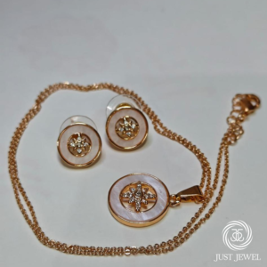 Rose Gold Pendant Earrings Set
