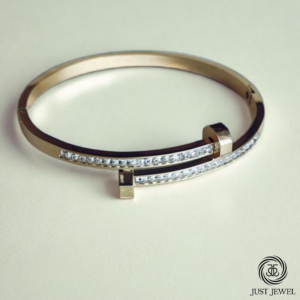 Golden Classic Bolt Design with Diamonds By Just Jewel