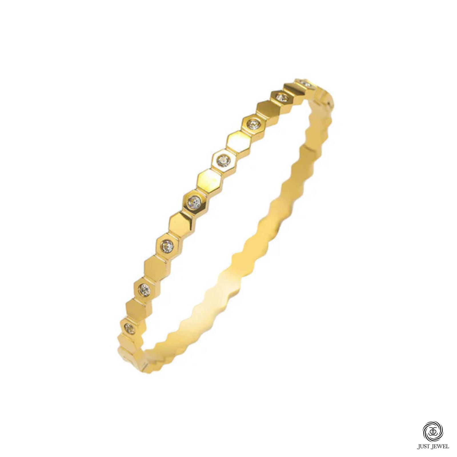 AD Bangle-Style Hexagonal Anti Tarnish Bracelet