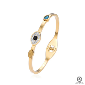 American Diamond Evil Eye Bangle-Style Anti-Tarnish Bracelet For Women