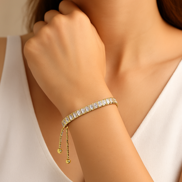 Sparkling CZ Tennis Style with Sliding Clasp By Just Jewel - Image 2