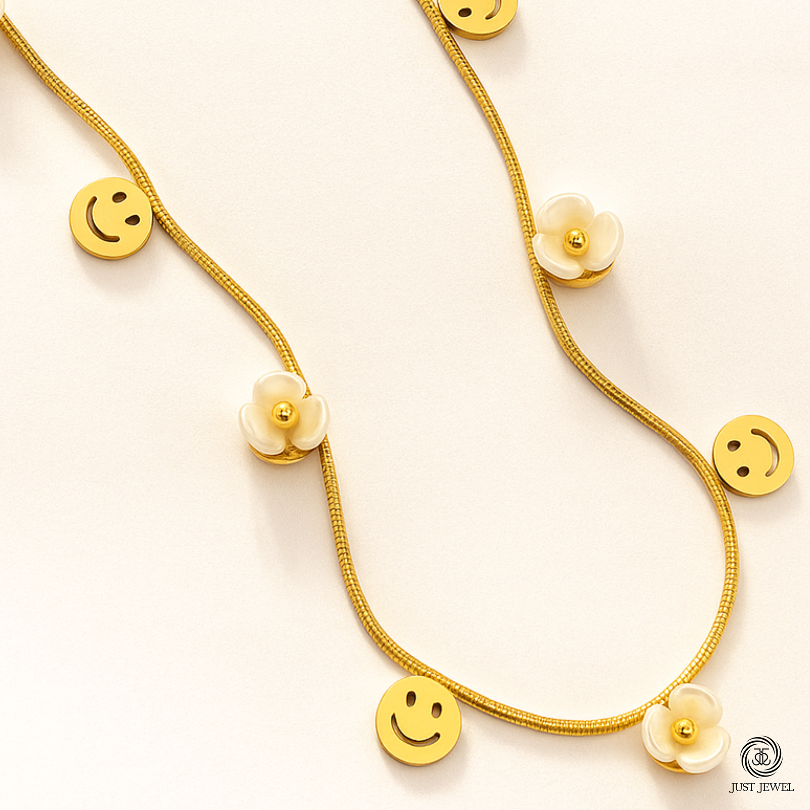 Flower & Charm Necklace By Just Jewel