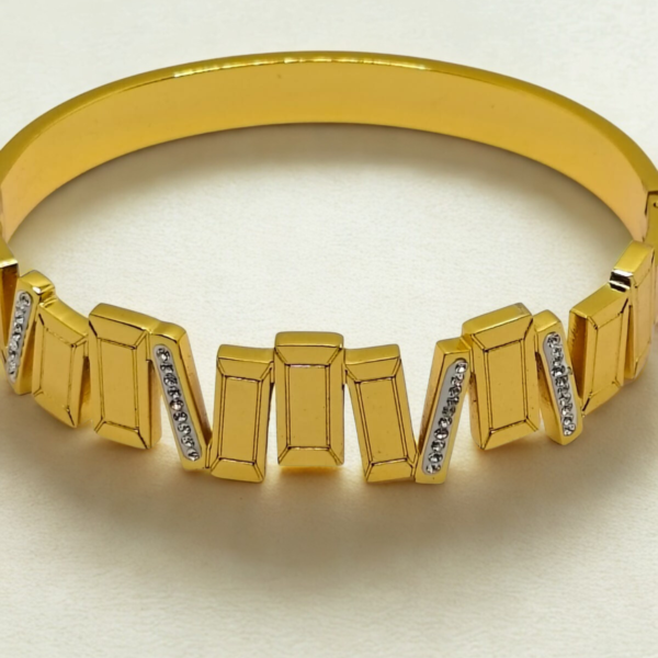 Geometric Luxe Gold Kada Bracelet for Women - Image 2