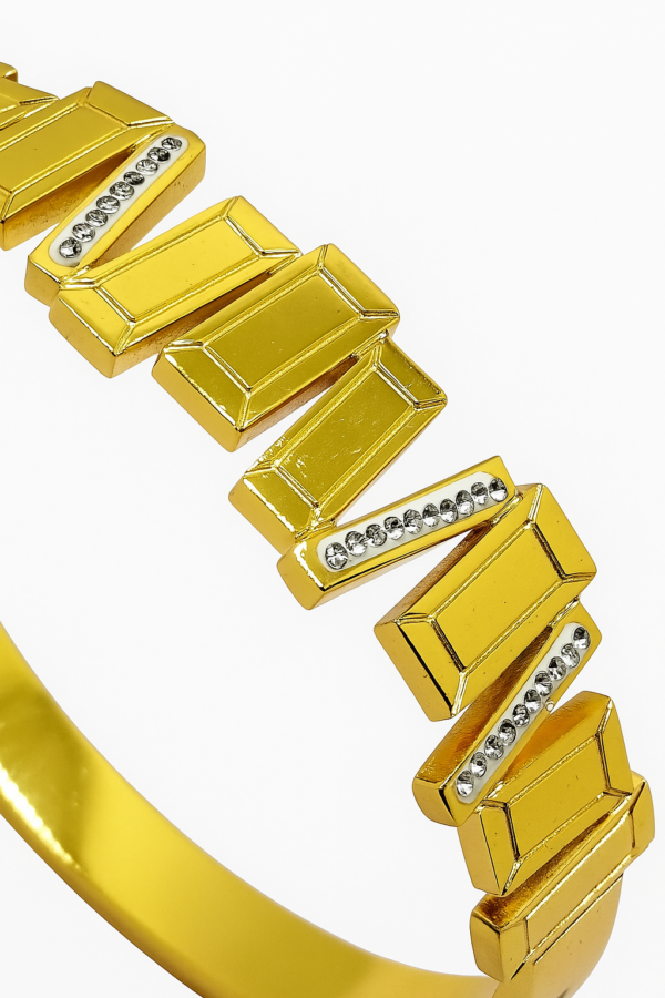 Geometric Luxe Gold Kada Bracelet for Women - Image 4