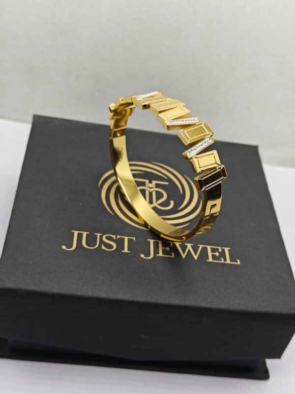 Geometric Luxe Gold Kada Bracelet for Women - Image 3