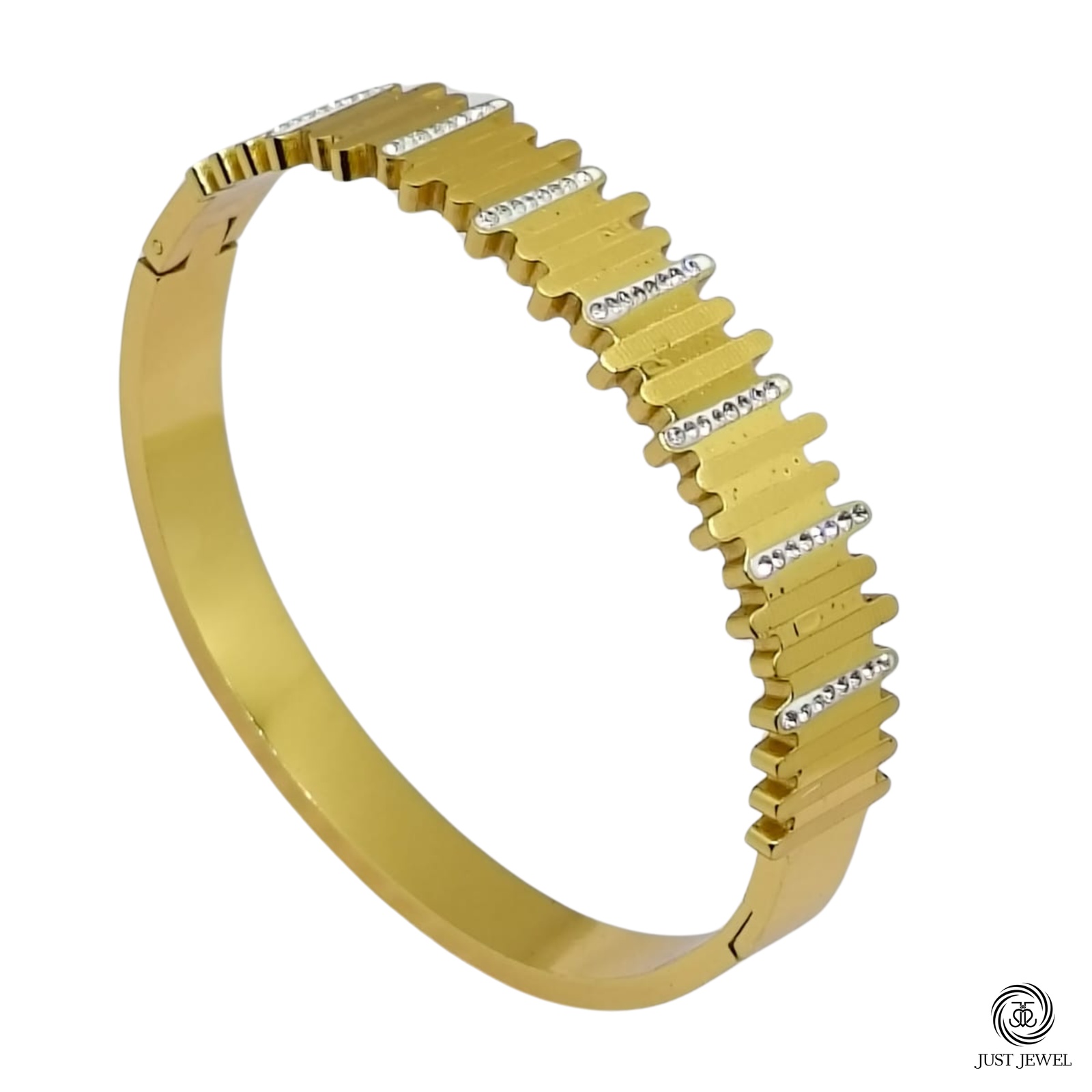 Just Jewel Gold-Tone Designer Kada Bracelet with Silver Accents | Premium Finish for Women & Girls