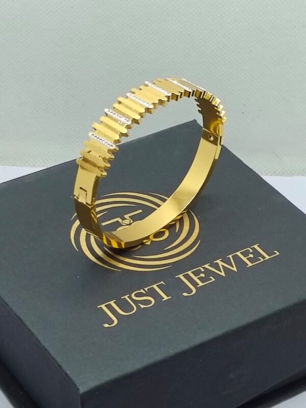 Just Jewel Gold-Tone Designer Kada Bracelet with Silver Accents | Premium Finish for Women & Girls - Image 3