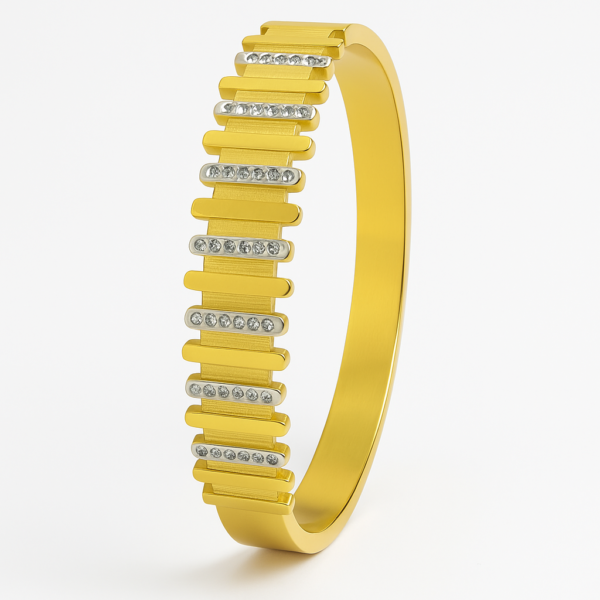 Just Jewel Gold-Tone Designer Kada Bracelet with Silver Accents | Premium Finish for Women & Girls - Image 2
