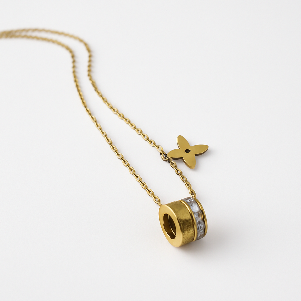 Elegant Gold-Plated Star & Barrel Pendant Necklace By Just Jewel