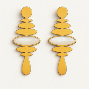 Aurora Cascade Earrings – Gold & Mother-of-Pearl Statement Dangles By Just Jewel
