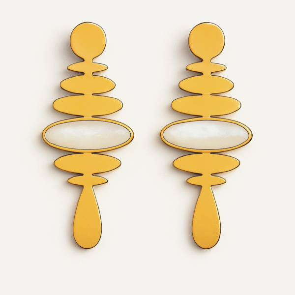 Aurora Cascade Earrings – Gold & Mother-of-Pearl Statement Dangles By Just Jewel