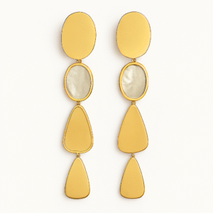 Aurora Gleam Dangle Earrings – Gold & Mother-of-Pearl Elegance