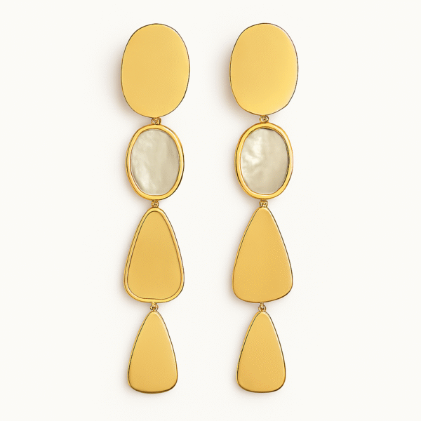 Aurora Gleam Dangle Earrings – Gold & Mother-of-Pearl Elegance