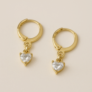 Golden Heart Crystal Hoop Earrings By Just Jewel