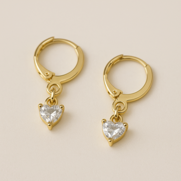 Golden Heart Crystal Hoop Earrings By Just Jewel