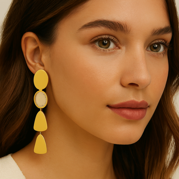 Aurora Gleam Dangle Earrings – Gold & Mother-of-Pearl Elegance - Image 2