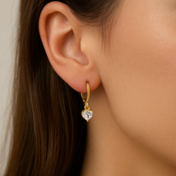 Golden Heart Crystal Hoop Earrings By Just Jewel - Image 2
