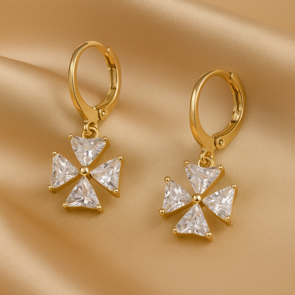 Four-Petal Radiance Leverback Earrings By Just Jewel