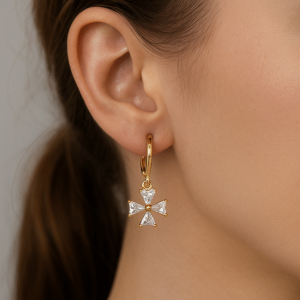 Four-Petal Radiance Leverback Earrings By Just Jewel - Image 2