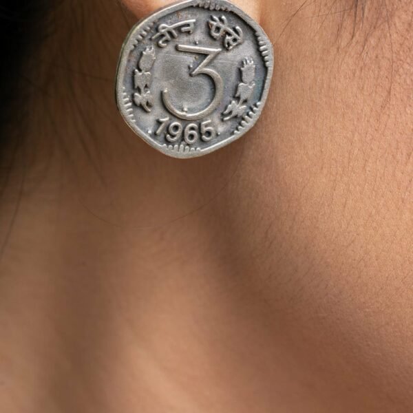 1965 Indian Three Paise Coin Earrings - Image 2