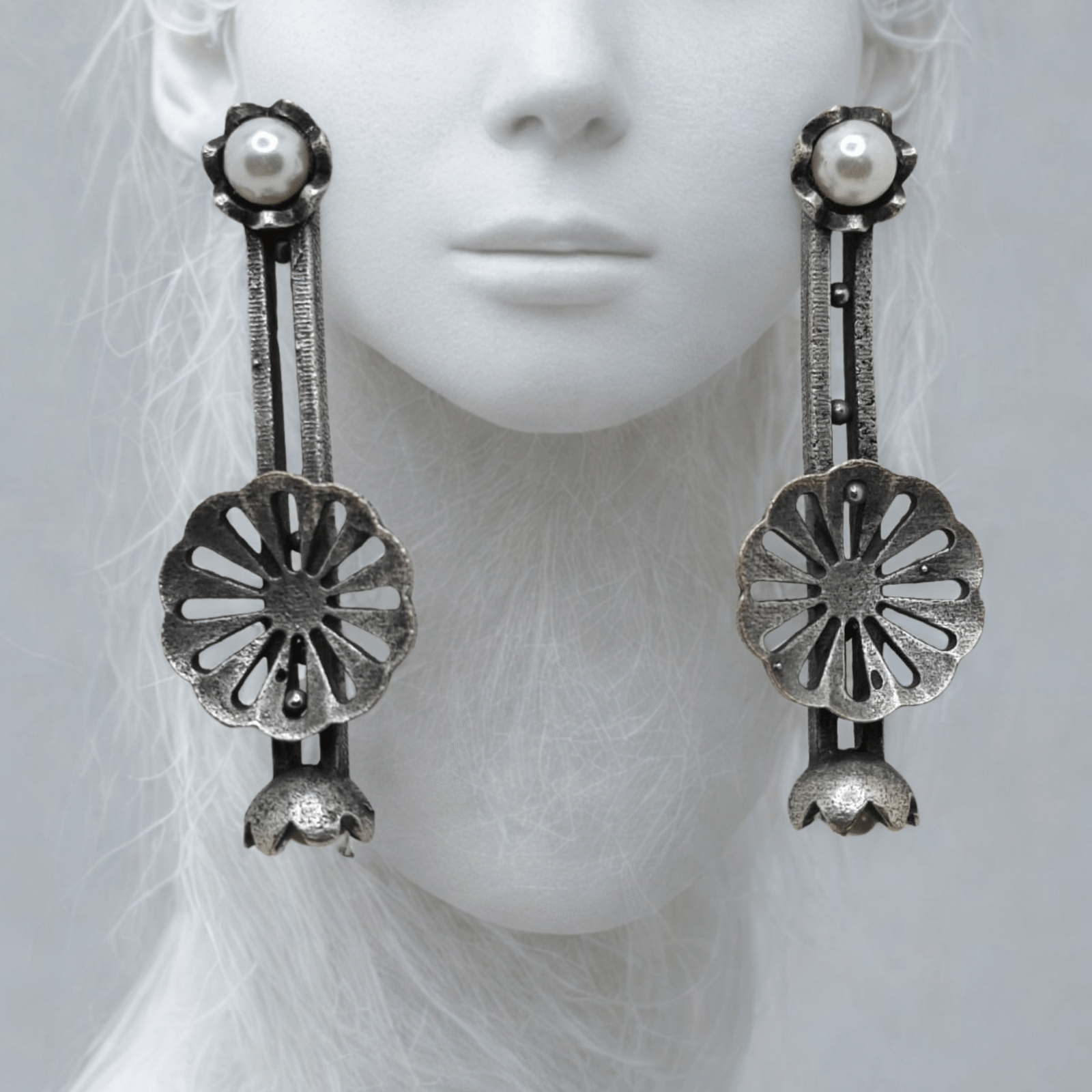 "Pushpa Rekha" Vintage Oxidized Earrings