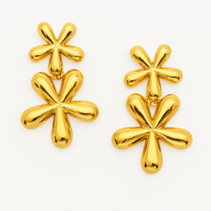 Golden Bloom Double Daisy Earrings By Just Jewel