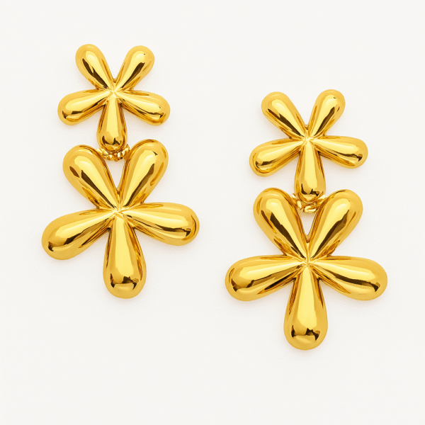 Golden Bloom Double Daisy Earrings By Just Jewel