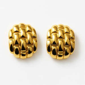 Woven Luxe Gold Oval Earrings