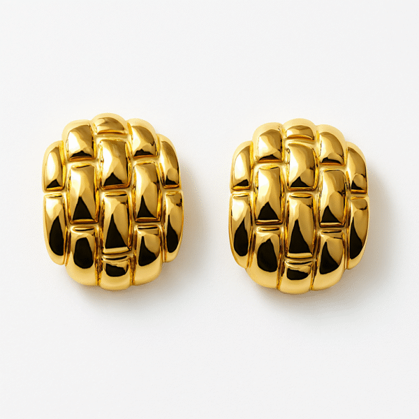 Woven Luxe Gold Oval Earrings