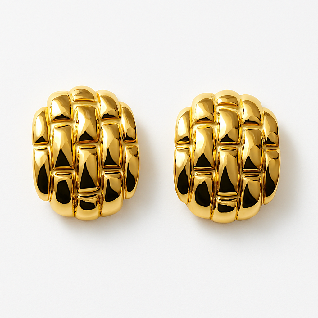 Woven Luxe Gold Oval Earrings