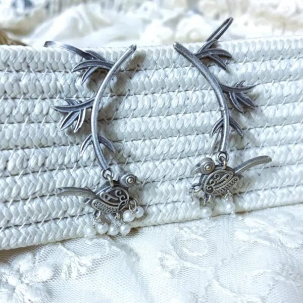 Silver Songbird Vine Earrings