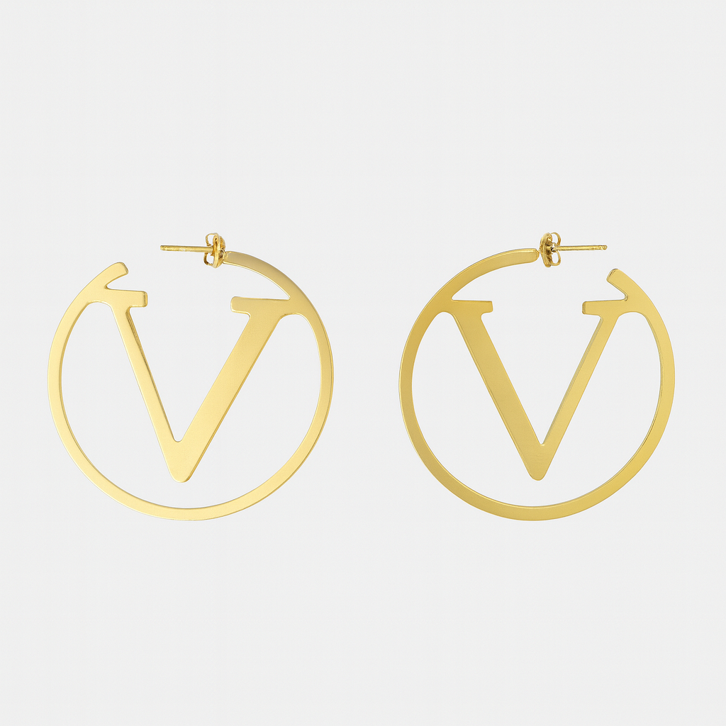 Valentino V-Logo Hoop Earrings – Gold Finish By Just Jewel