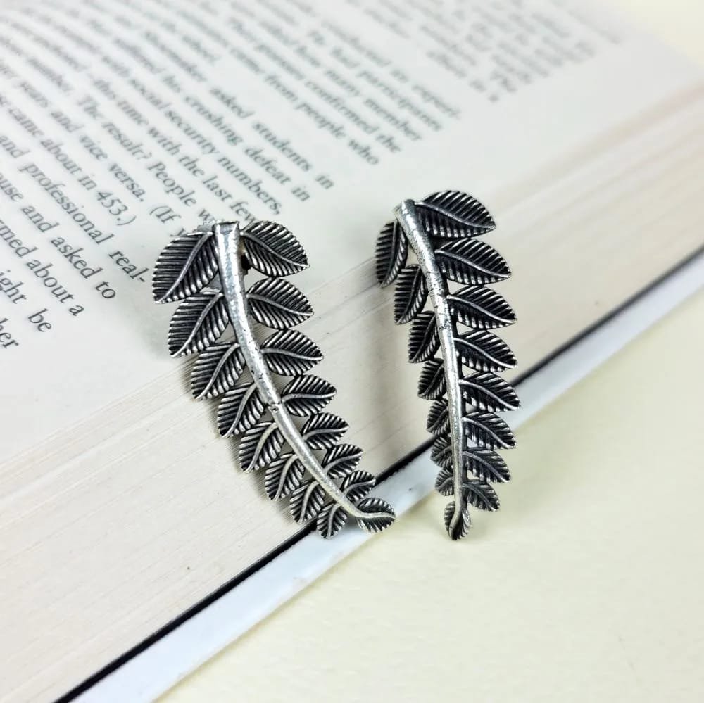 "Vanshika Pallav" Silver Leaf Earrings