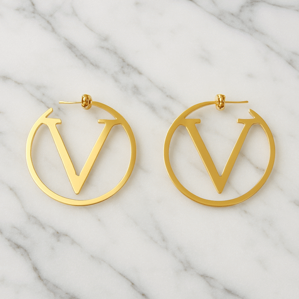 Valentino V-Logo Hoop Earrings – Gold Finish By Just Jewel - Image 2