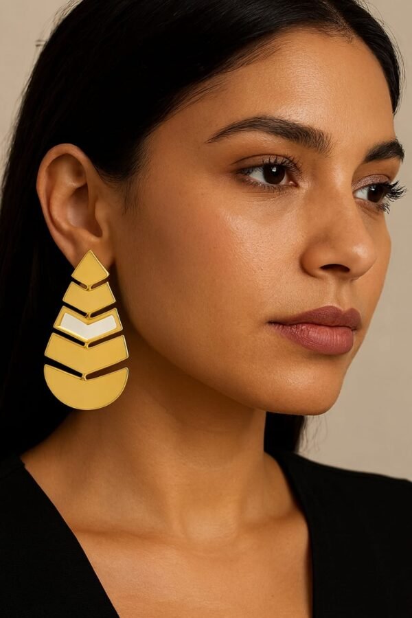 Geometric Drop Earrings with Clear Crystal Stones By Just Jewel - Image 2