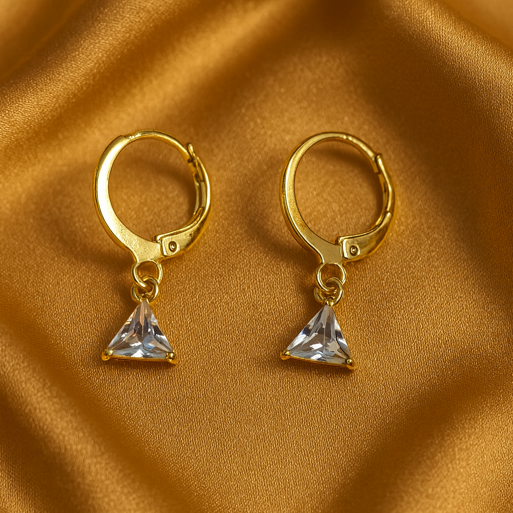 Golden Triangle-Cut Crystal Earrings By Just Jewel