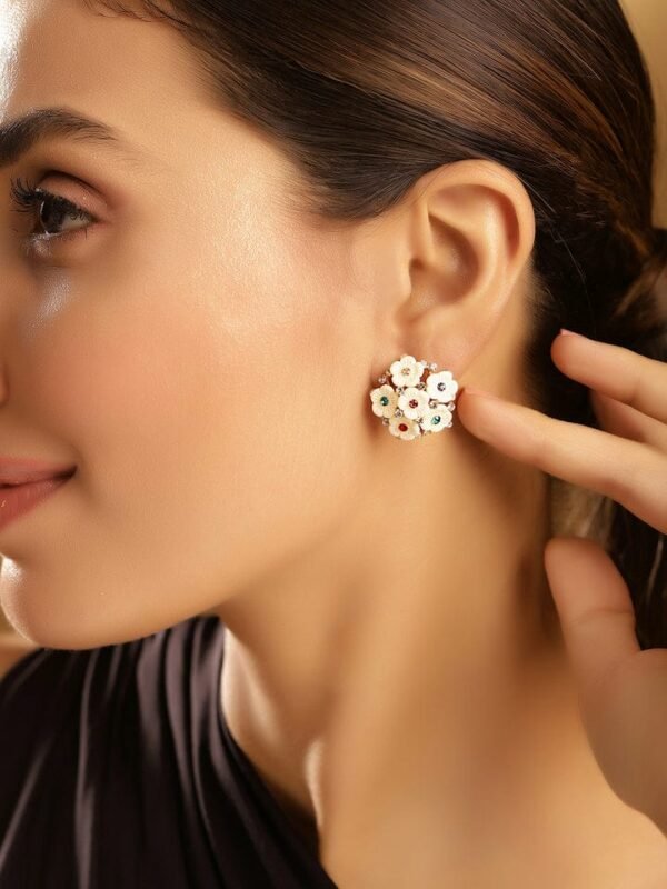 Blossom Aura Studs – Handcrafted Floral Cluster - Image 2