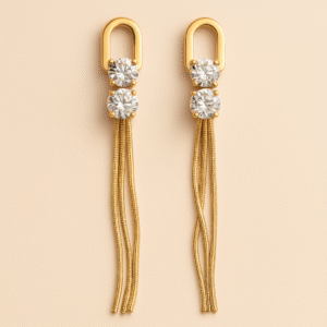 Elegant Dual Stone Tassel Earrings By Just Jewel