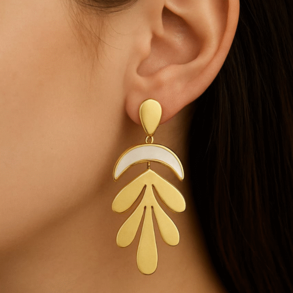 Celestia Gold-Tone Mother-of-Pearl Drop Earrings By Just Jewel - Image 2