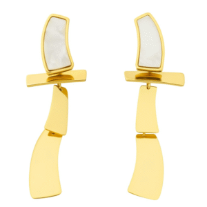Premium Gold & Mother of Pearl Floral Drop Earrings By Just Jewel