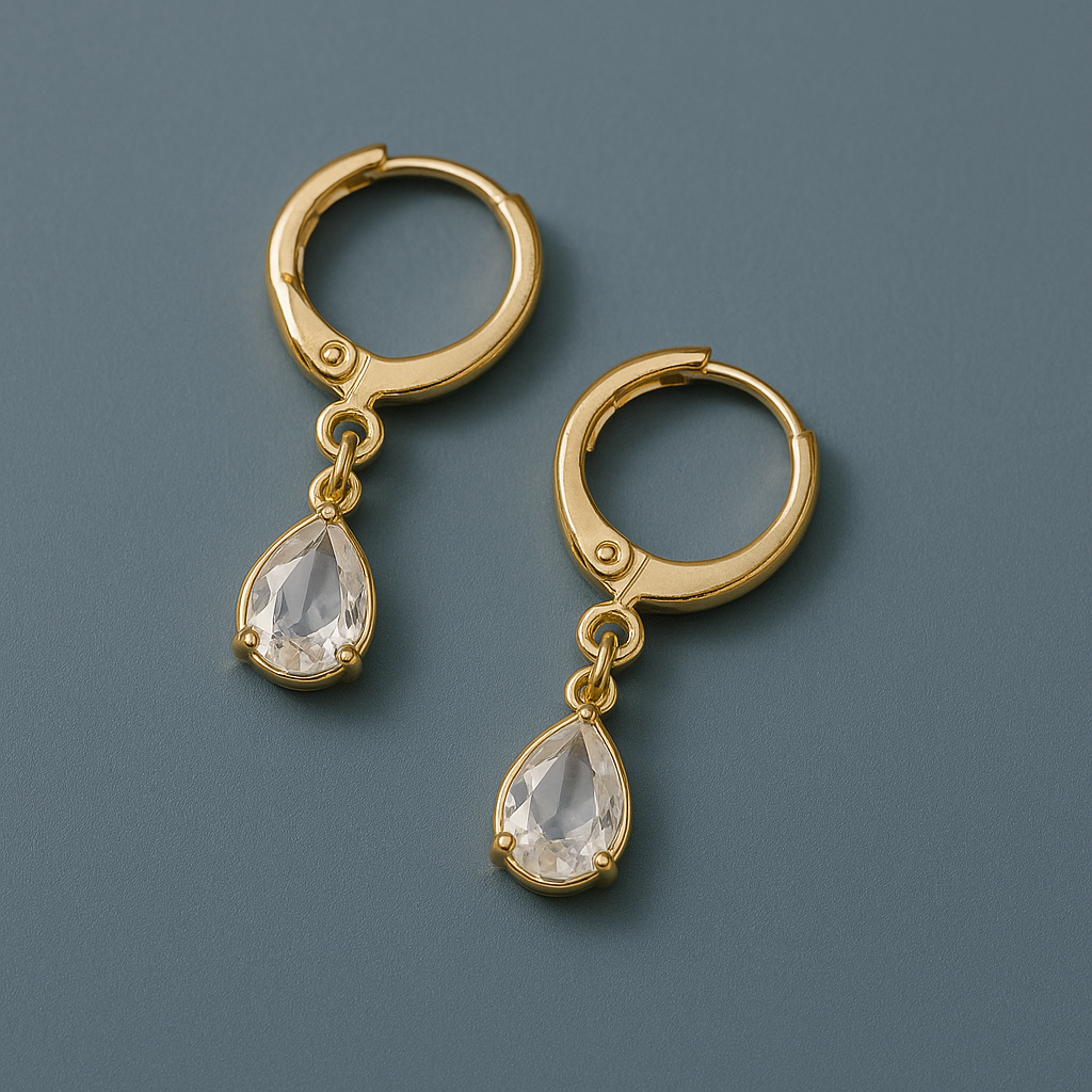 Elegant Gold-Plated Teardrop Hoop Earrings By Just Jewel