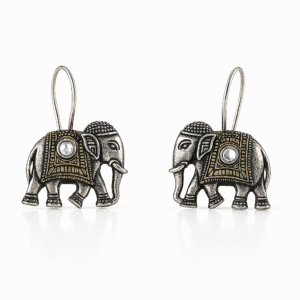 Oxidised Silver Elephant Earrings for Women – Lightweight Dangle Design