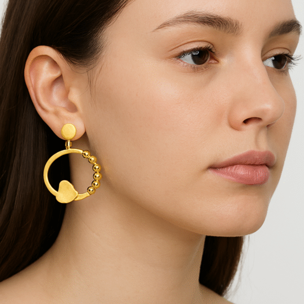 Aurelia Gold Heart Hoop Earrings By Just Jewel - Image 2