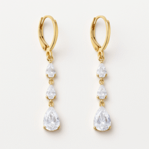 Elegant Triple Teardrop Cubic Zirconia Drop Earring By Just Jewel