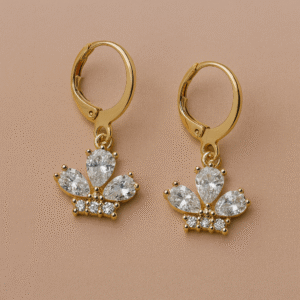 Golden Hoop Butterfly Earrings with Clear Teardrop Crystals By Just Jewel