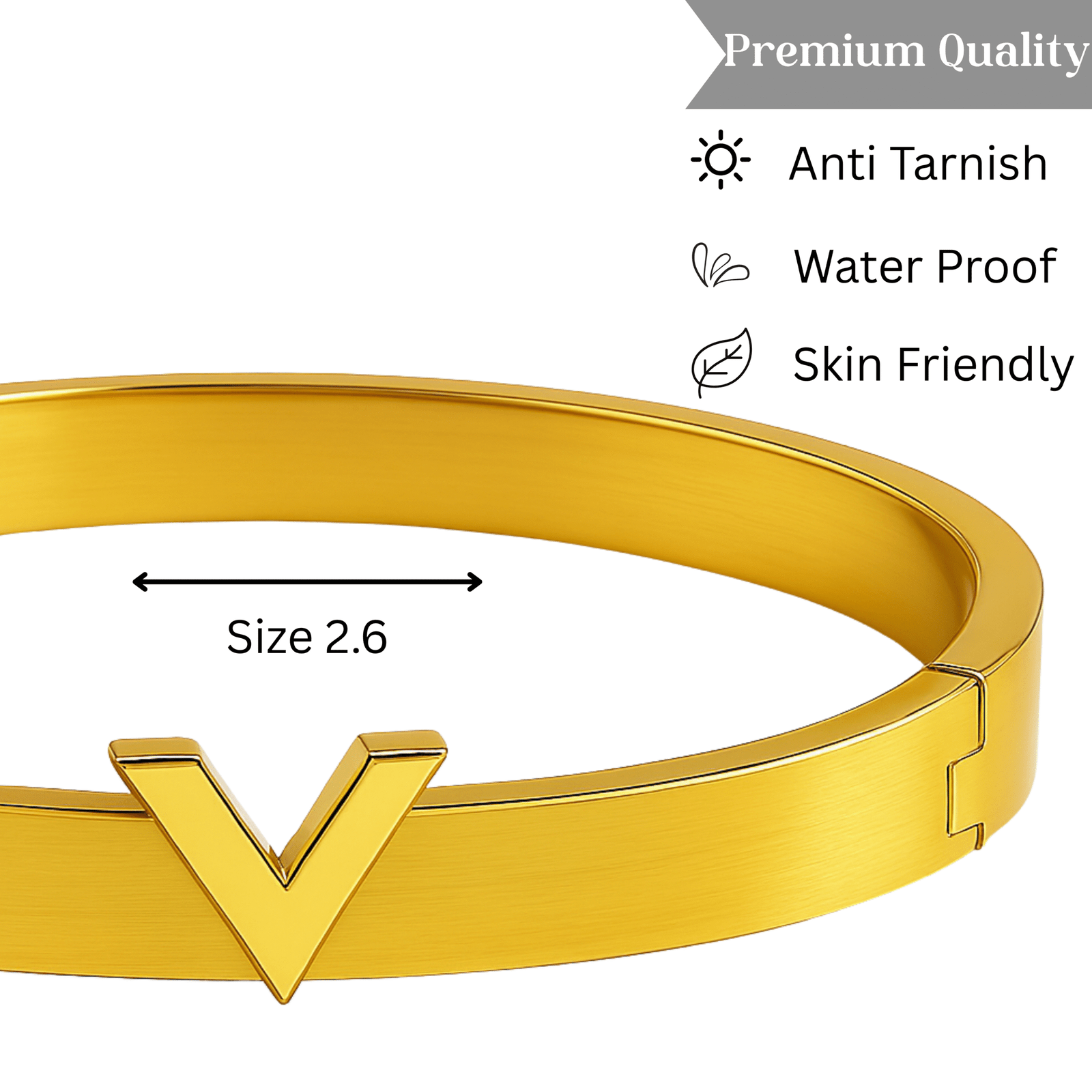 Vérité Gold Bangle – Minimalist Elegance with a Bold V - Image 3
