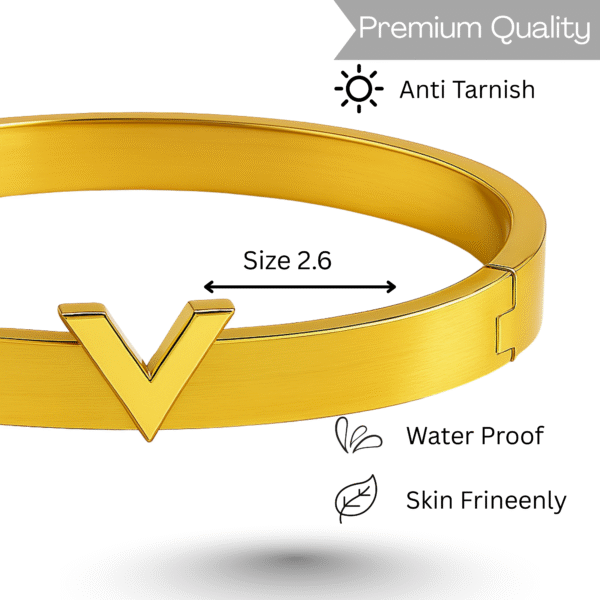 Vérité Gold Bangle – Minimalist Elegance with a Bold V - Image 3