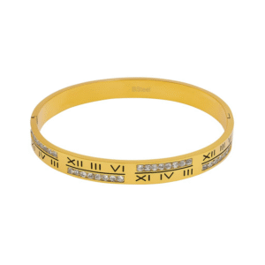 Timora Luxe – Roman Numeral Gold Bracelet with Crystal Panels By Just Jewel